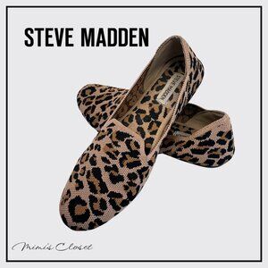 STEVE MADDEN Sabin Knit Leopard Print Fabric Flats - Women's 9